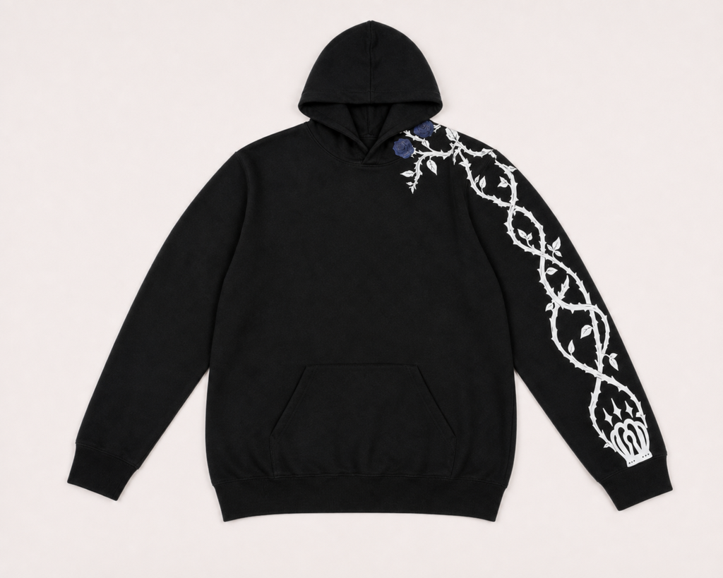 Moletom Canguru com Capuz Preto Blue Rose