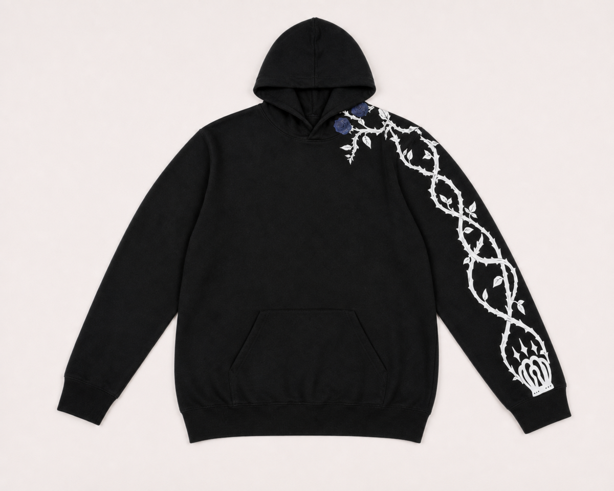 Moletom Canguru com Capuz Preto Blue Rose